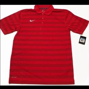 New Nike Golf Dri-Fit Stripe Polo Sz Md